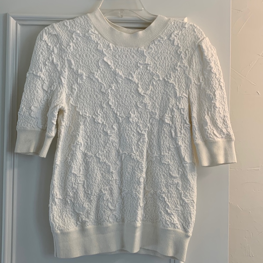 Free People White & Cream 3/4 sleeve top